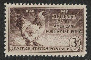 Scott 968- American Poultry Industry, Brahma Rooster- MNH 3c 1948- unused mint