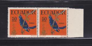 Ecuador 647 Pair MNH Birds, Glossy Cowbird (E)