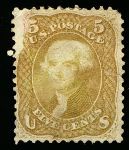 US #67 SCV $27500.00 VF part gum, corner added,  a very scarce mint stamp,  V...