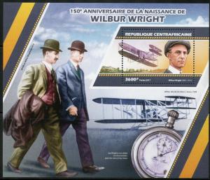 CENTRAL AFRICA 2017 150th BIRTH ANN  OF WILBUR WRIGHT   SOUVENIR SHEET MINT NH