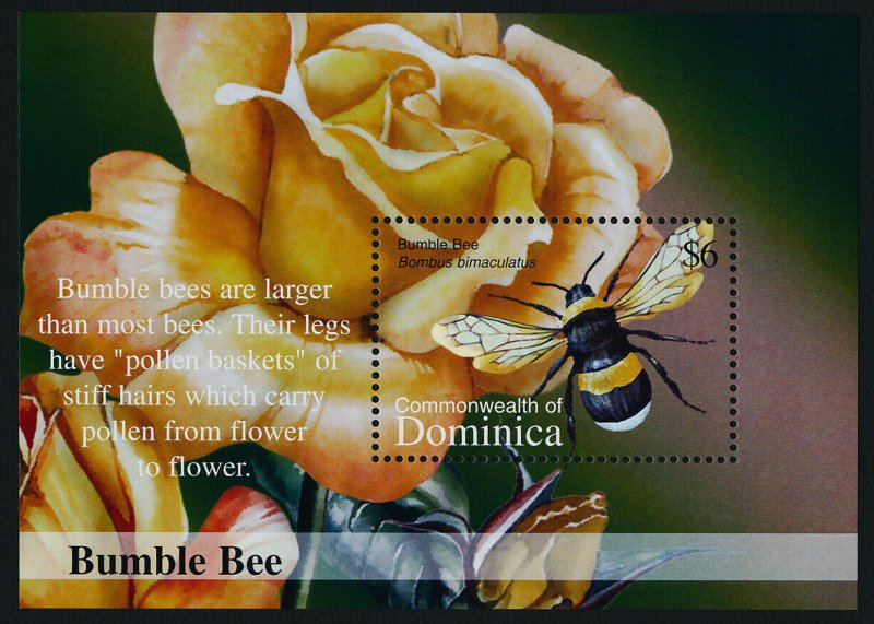 Dominica 2383 MNH Bumble Bee, Flowers, Rose