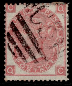 GB QV SG103, 3d rose plate 5, USED. Cat £45. C51 ST THOMAS QC