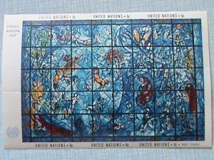 1967-UNITED NATION: COLORFUL CHAGALL PAINTING GLASS WINDOW MNH SOUVENIR SHEET