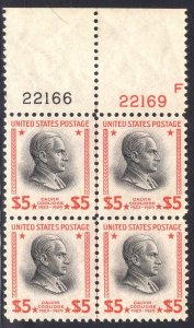 US Stamp #834 Plate Block MINT NH SSCV $325