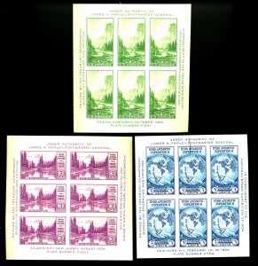 U.S. #735, 750-751 MINT BLOCK OF 6 MIXED CONDITION