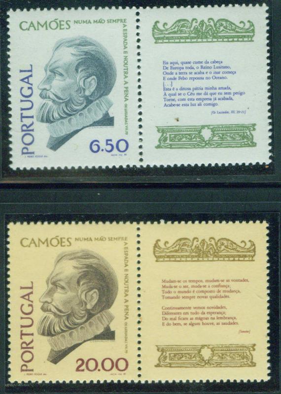 Portugal Scott 1466-7 MNH** 1980 set with labels