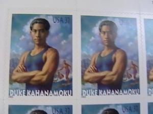 U.S.# 3660-MINT/NEVER HINGED--PANE OF 20--DUKE KAHANAMOKU/SURFER & SWIMMER--2002