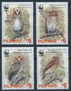 2004 Philippines 3593-3596 WWF, Philippine owls