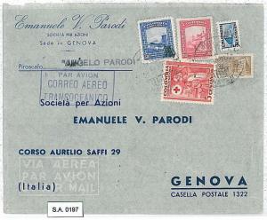 RED CROSS: POSTAL HISTORY : COLOMBIA - TRANSOCEANIC AIRMAIL COVER to ITALY 1953