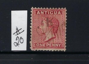 ANTIGUA SCOTT #20 1884 1P (ROSE RED) )  - WMK 2 - PERF 12 - USED (PEN CANCEL)