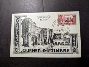 1948 French Morocco Postcard Cover Casablanca Local Use