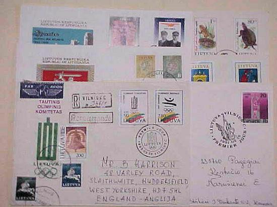 LITHUANIA  6 DIFF. FDC 1991-1993 CACHET ADDRESSED