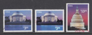 US Sc 3647-3648 used. 2002-2003 $3.85 Priority Mails, $13.65 Express Mail, VF