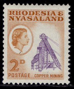 RHODESIA & NYASALAND QEII SG20, 2d violet & yellow-brown, M MINT.