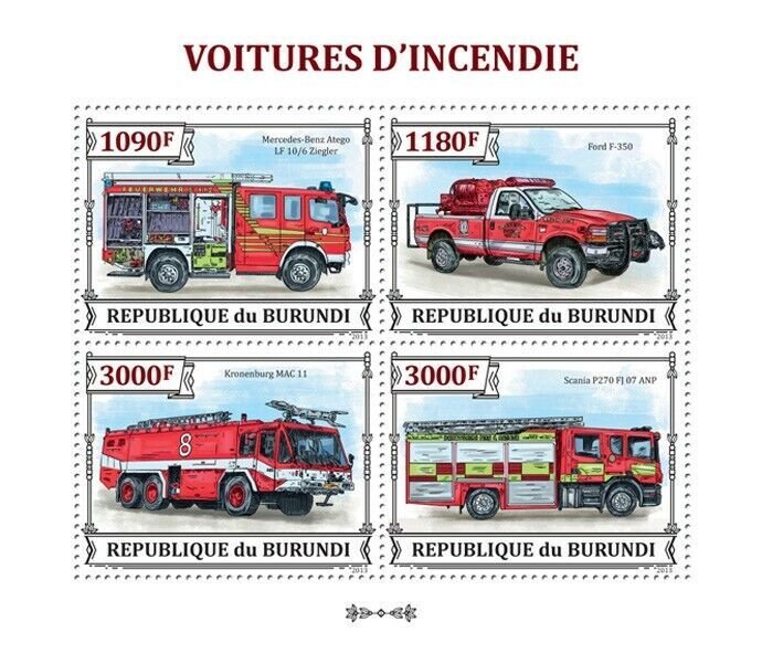 BURUNDI 2013 - Fire engines M/S. Official issues.