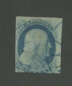 1851 United States Postage Stamp #9 Used Postal Cancel
