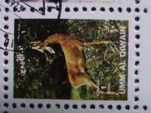 UMM AL QIWAIN-COLORFUL LOVELY WORLD WILD ANIMALS CTO MINI SHEET VERY FINE