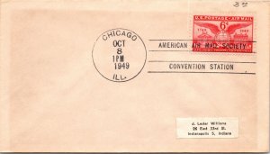 AMERICAN AIR MAIL SOCIETY CONVENTION STATION SPECIAL CANCEL AT CHICAGO 1949