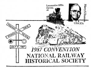 US SPECIAL POSTMARK EVENT COVER NATIONAL RAILWAY HISTORICAL SOCIETY CONV 1987