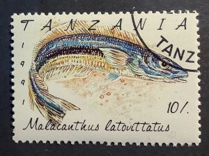 Tanzania 1991 Scott 816 CTO - 10sh, Fish, Blanquillo, Malacanthus latovittatus