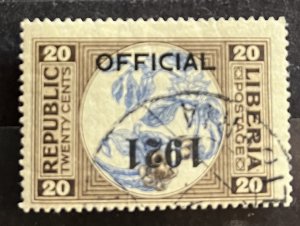 Liberia #O133 Used with Inverted Overprint