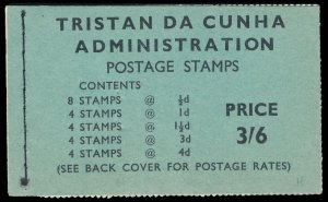 Tristan Da Cunha 1960 QEII 3s6d black on green Stamp Booklet MNH. SG SB3.