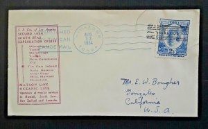 1934 Niuafo'ou Island Tonga To Gonzales CA Matson Line Tin Can Canoe Mail