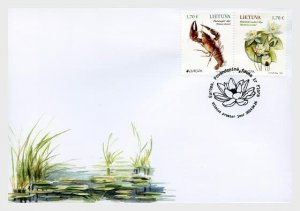 Lithuania 2024 Europa CEPT Underwater flora and fauna LP set of 2 stamps FDC