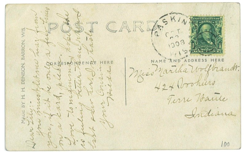 P4736 - U.S. VERY NICE POST CARD, FROM POSKIN LAKE (WISCONSIN)