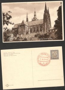 CZECHOSLOVAKIA - POSTCARD - PRAGUE,  St. VITUS-CHURCH - NICE POSTMARK - 1939.