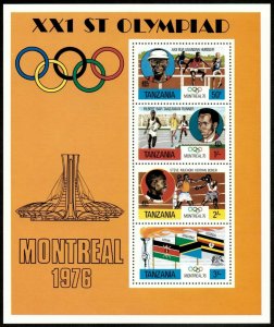 Tanzania 1976 - Montreal Summer Olympics - Souvenir Sheet - Scott 61A - MNH