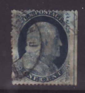 USA-Sc#24- id13-used 1c blue Franklin-1857-61-space filler-