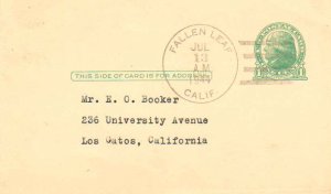 United States California Fallen Leaf 1944 4f-bar  1908-1967  Postal Card.