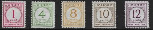 MALAYA JOHORE SGD1/5 1938 POSTAGE DUE SET MTD MINT