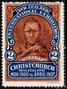 1906 New Zealand Poster Stamp New Zealand International Exhibition Christchurch