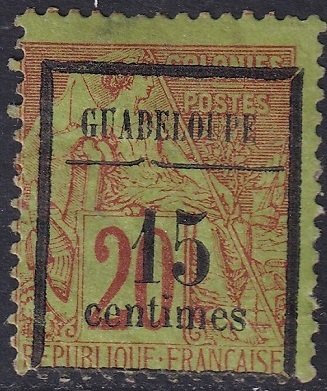 Guadeloupe 1884 Sc 4 var MH* broken line variety couple small thins