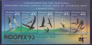 Christmas Island #  349h, Seabirds Overprinted for Indopex  '93, NH, 1/2 Cat.