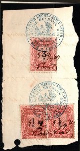 1930 Germany Prussia Revenue 1 Mark (x2) & 3 Marks Court Fees w/Official Cancel