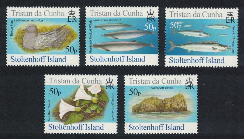 Tristan da Cunha Birds Fish Marine Life Plants Stoltenhoff Island 5v SG#866-870