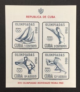 Cuba 1960 #c213a S/S Imperforate, Olympics, MNH.
