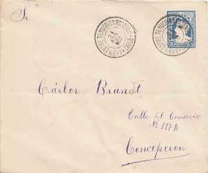 Chile 5c Columbus Envelope 1902 Amb'cia Entre Temuco I Sn Rosendo, Chile to C...