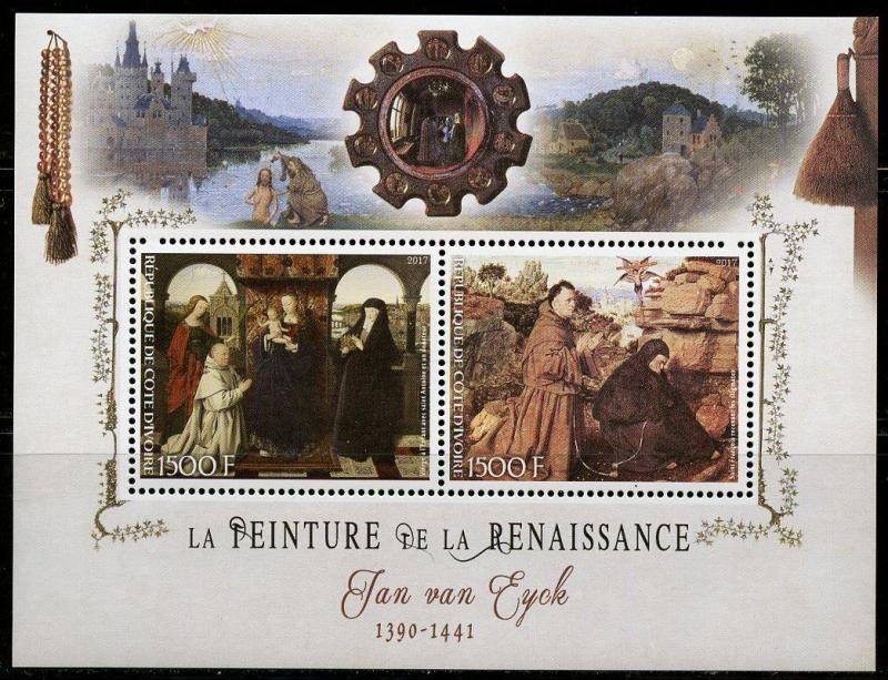 IVORY COAST 2017  JAN van EYCK PAINTINGS OF THE  RENAISSANCE SHEET  MINT NH