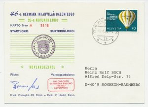 Balloon Flight Card Switzerland 1980 Esperanto