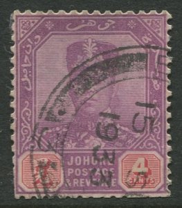 STAMP STATION PERTH Johore #106 Sultan Ibrahim Definitive  Wmk 4  Used 1921-1940