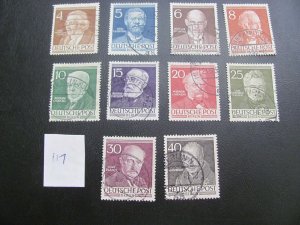 BERLIN 1952-3 USED SC 9N84-93  SET  XF $36 (117)