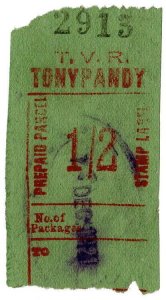 (I.B) Taff Vale Railway : Prepaid Parcel 1/2d (Tonypandy) 