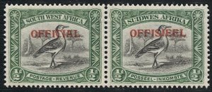 SOUTH WEST AFRICA 1952 Sc O23  Mint VLH, Official Pair, Bird