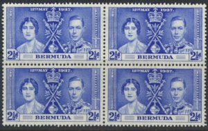 Bermuda  SG 109 SC# 117 Mint Block x 4 Coronation 1937 see details and scan