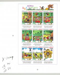 Mali #797-799 Disney, Mickey, ABCs 3v M/S of 9 Imperf Proofs