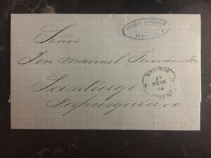 1870 Durango Mexico Letter Cover to Santiago Papasquiaro Stampless